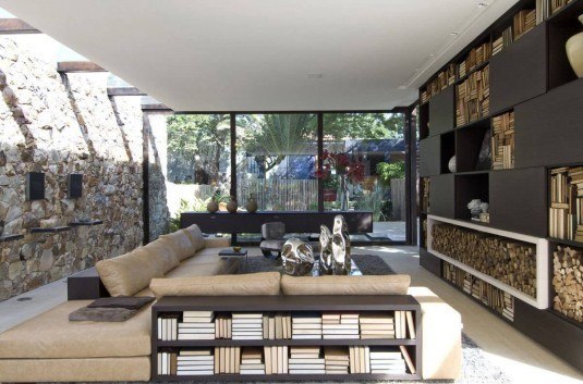 Loft-24-7-Sao-Paulo-Brazil-Stone-Wall-Glass-Wall-Sofa