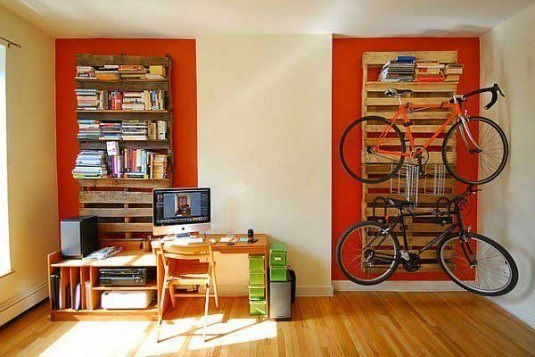 bike rack and bookshelf