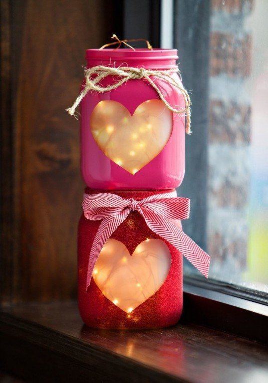 diy heart jars