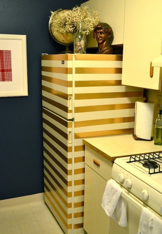 striped-gold-fridge-makeover