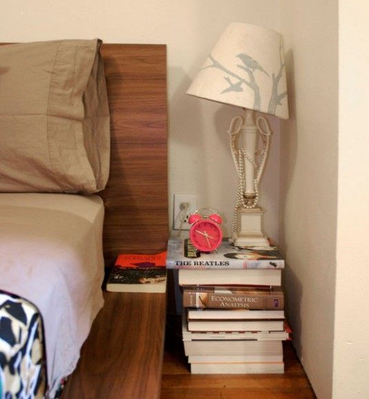 DIY-stack-of-books-as-nightstand