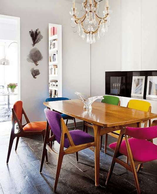 Rainbow-Accent-Chairs-at-Dining-Table