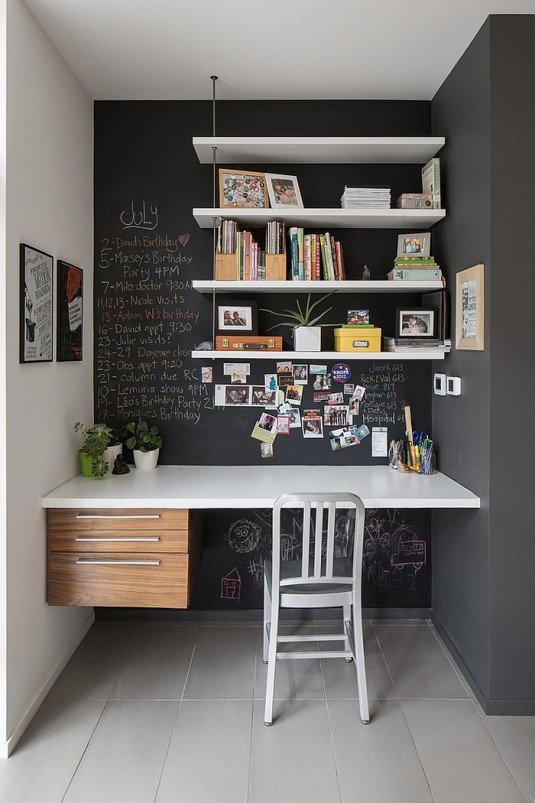 Small-home-office-idea-with-chalkboard-walls