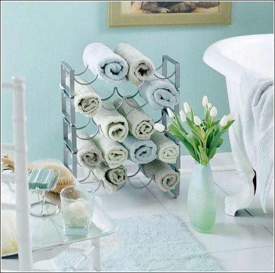 Repurpose-a-Wine-Rack-as-a-Clean-Towel-Organizer