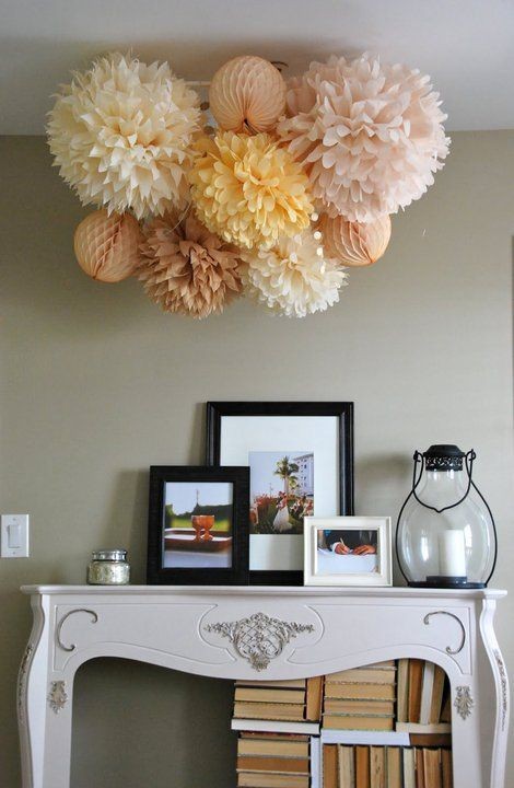hanging diy paper pom poms flowers and balls crafts and photo frames - home decor diy paper ideas-f16739