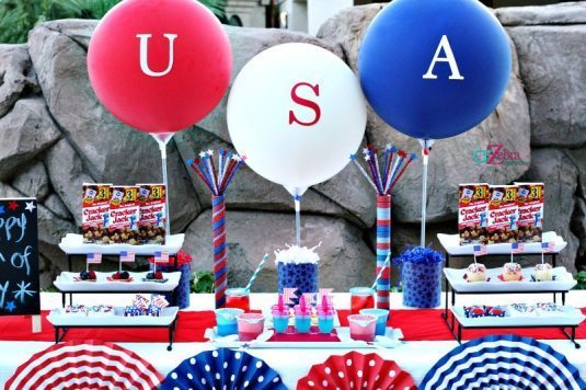 2014 patriotic 4th of july sparklers table decorations with balloon and cupcakes-f55567