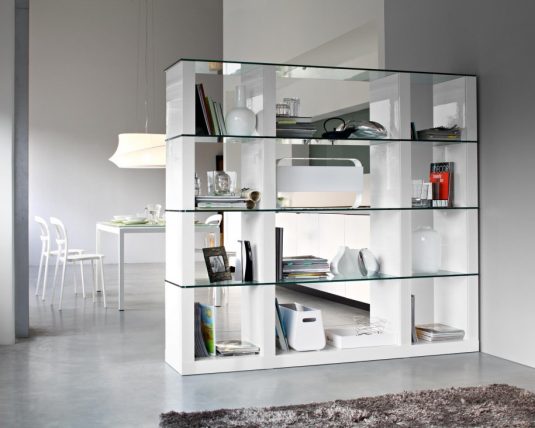 stunning-interior-room-design-ideas-with-modern-white-modular-bookcase-feat-glass-shelf-and-white-dining-table-furniture-set-ideas-915x732