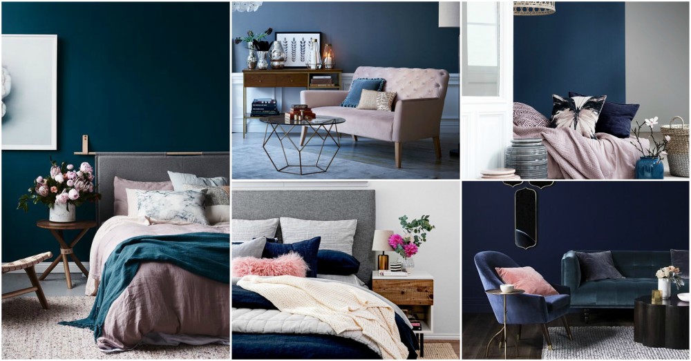 Blush And Navy Bedroom Decor