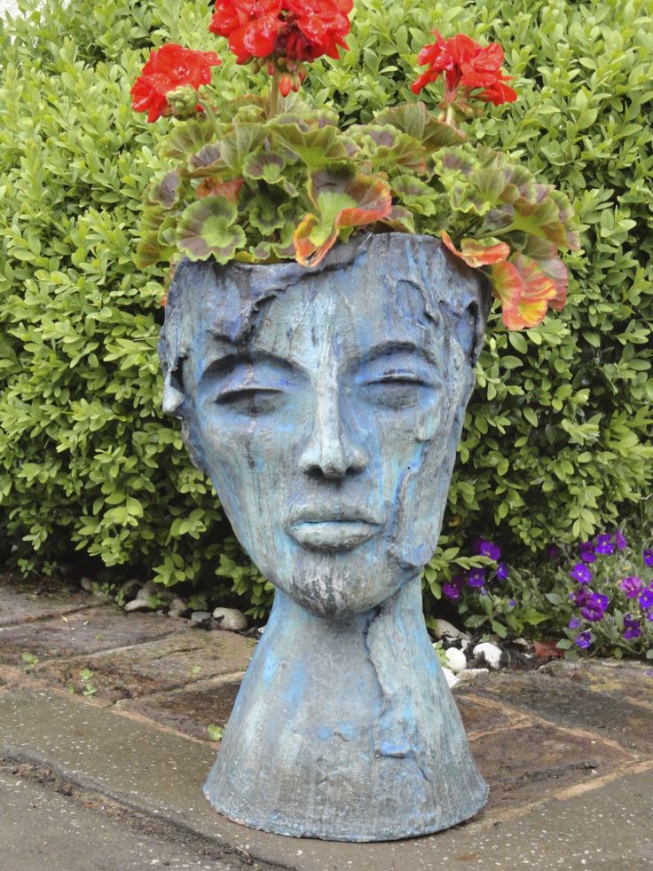 head planters face pots diy dazzling pot plant faces gardens plants planter heads planting container pottery gardening concrete yard source