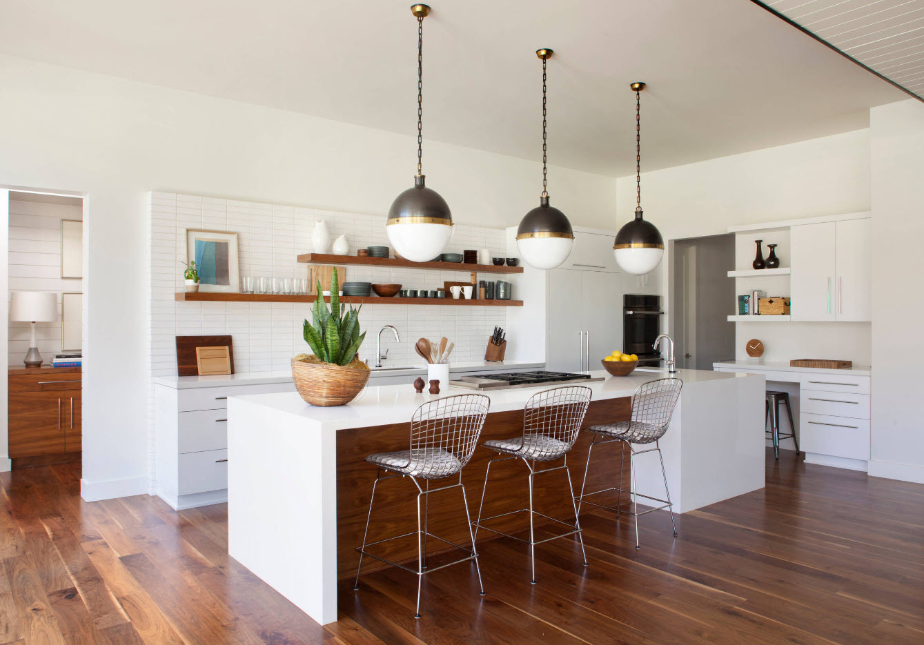 Simple White Kitchen Cabinets Mid Century Modern for Small Space